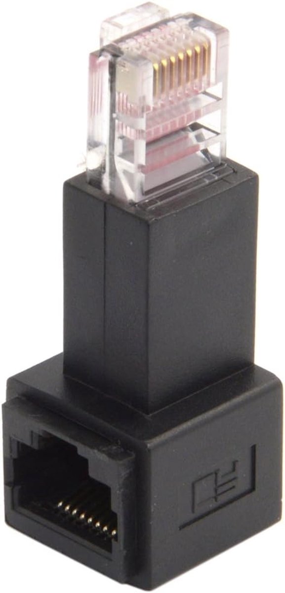 SnelShoppen - 90 Graden Linkse Hoek 8P8C FTP STP UTP Cat 5e Male naar Female LAN Ethernet Netwerk Extensie Adapter - RJ45 Connector