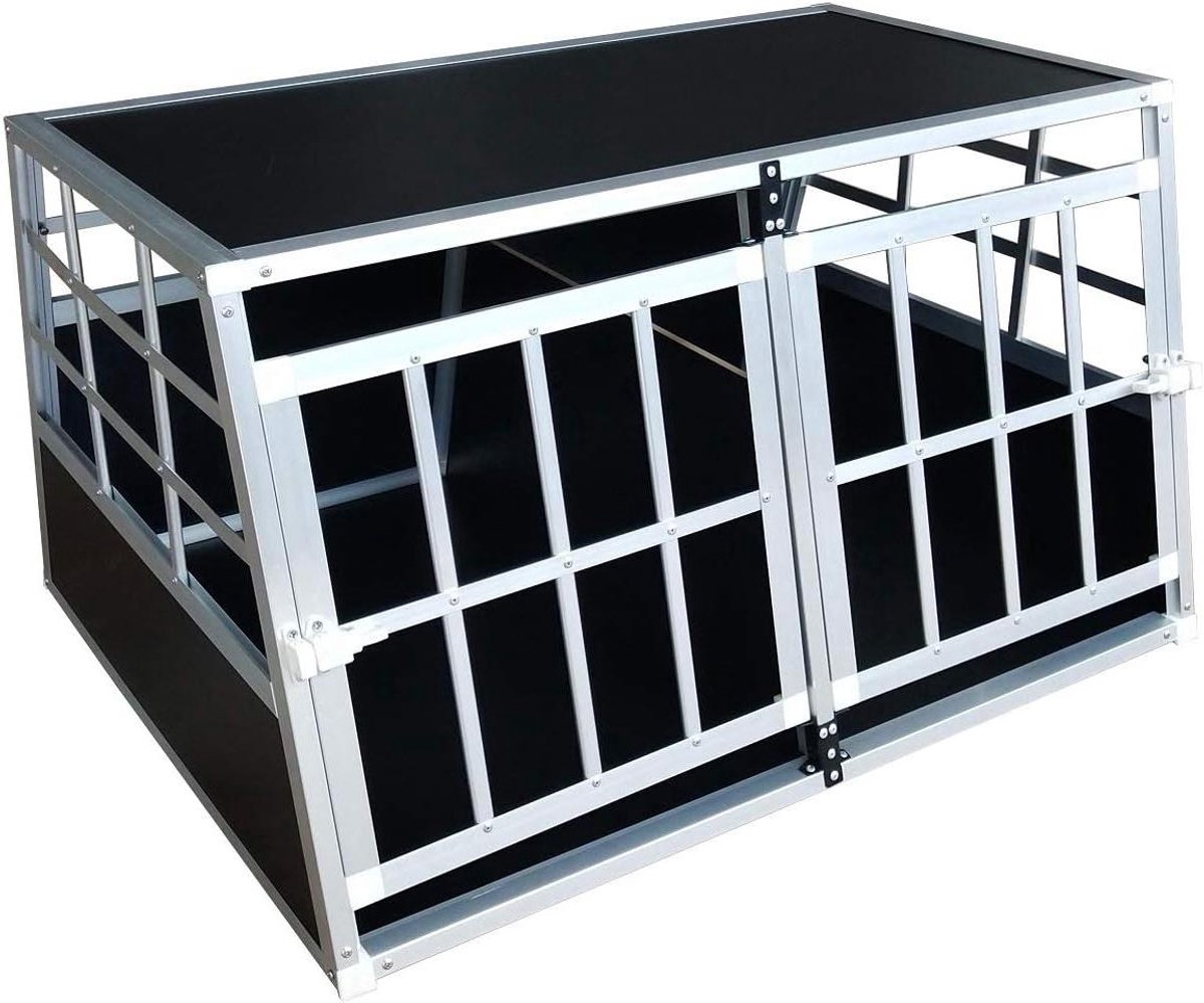 Hondentransportbox - Reisbox Kooi - Veilig Transport - Verwijderbare Tussenwand - 89x69x50 cm - Aluminium
