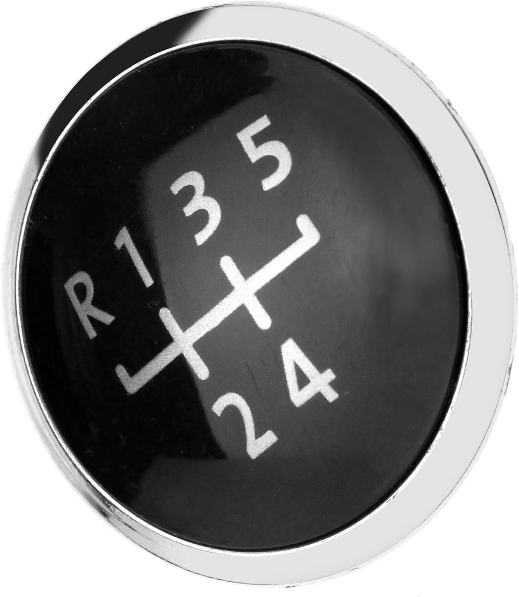 SnelShoppen - 5 Versnellingen Pookknop Cap Chroom Rond Voor Volkswagen Transporter T5 & T5.1 - Perfecte Vervangingsonderdelen - Zwart met Chroom