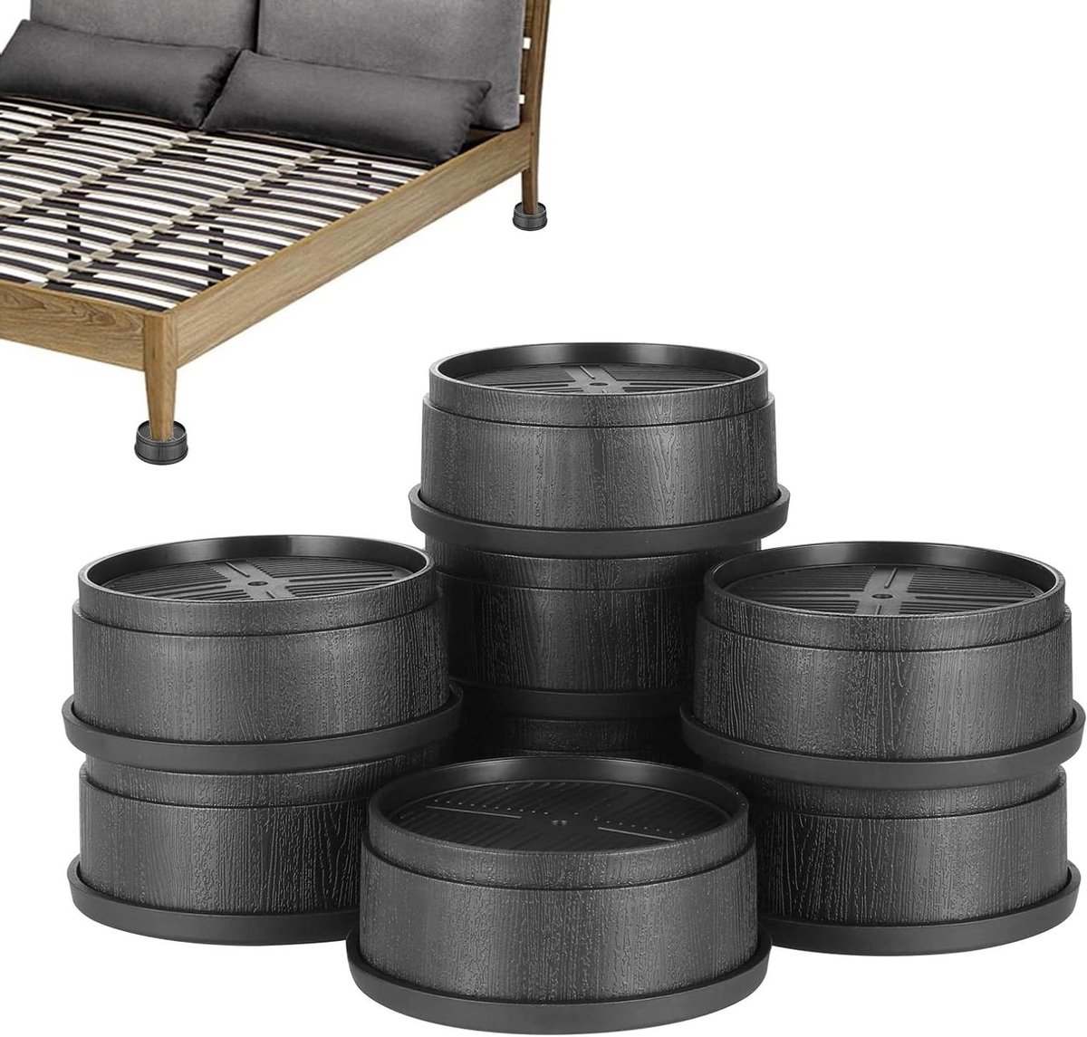 Meubelverhogers - Bed Lifters - Meubels Verhogen - Stapelbaar Ontwerp - 8 Stuks - Zwart