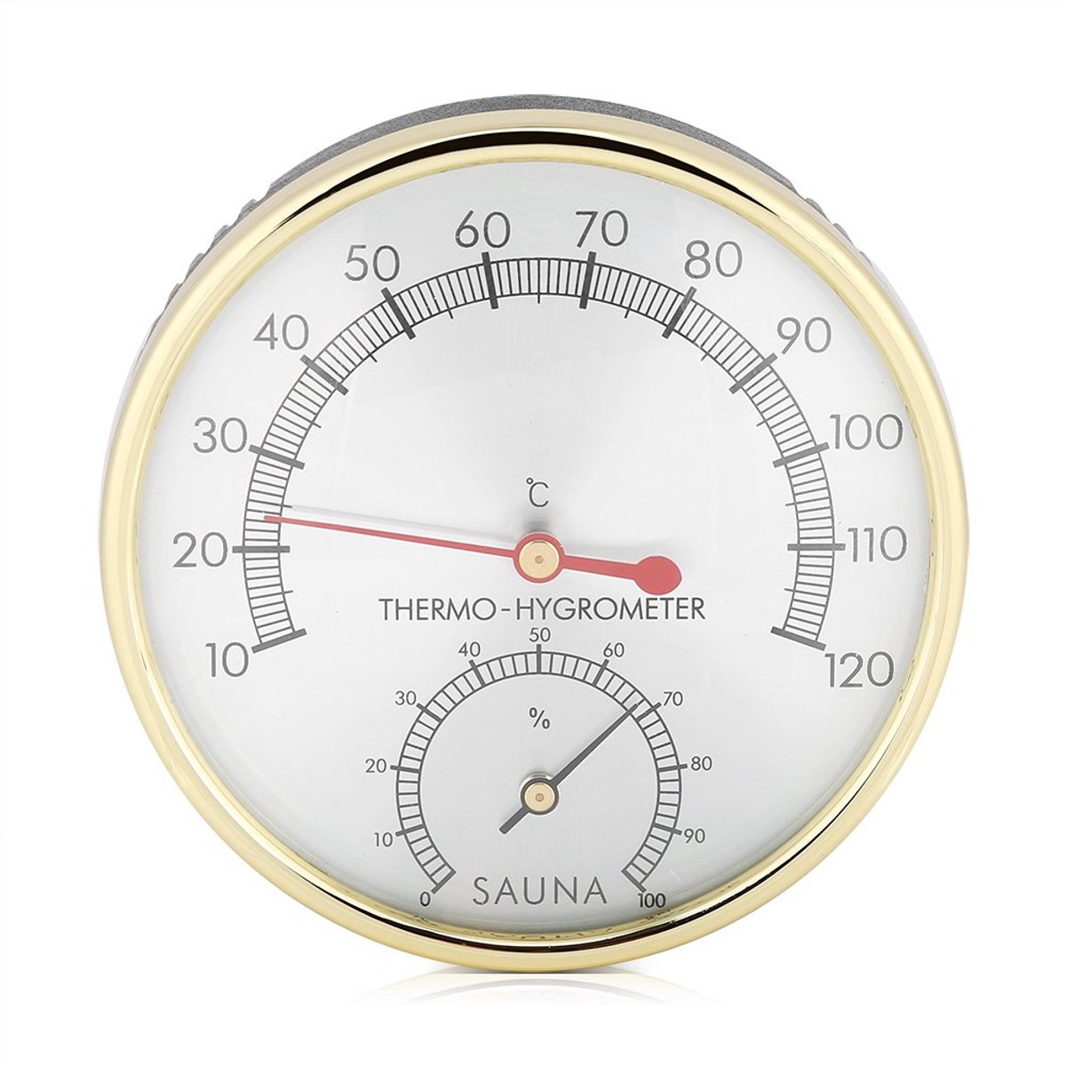SnelShoppen - Sauna Thermometer Celsius Hygrometer - Metalen Dial Sauna Tools - Meet Temperatuur en Vochtigheid - Perfect voor Sauna en Thuisgebruik