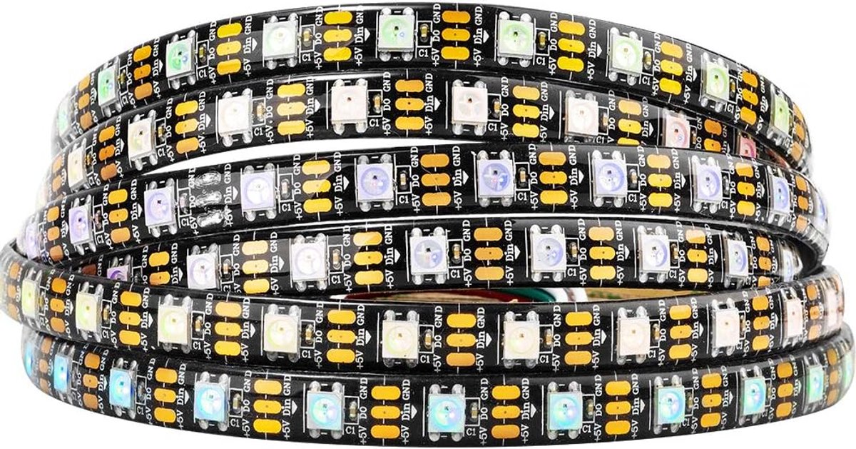SnelShoppen - RGB LED Strip 16.4FT 300LED Individueel Aanspreekbaar 5050SMD Flexibel IP65 Voor DIY Kleurprojecten - Perfect voor Feest, Tuin en Romant