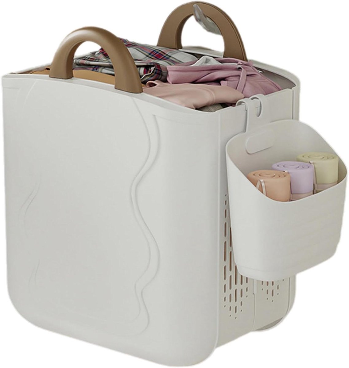 Wasmand met handvat - Laundry organizer wasbox - Wasgoed organiseren - Ademend mesh-design - 39 x 40 x 48 cm