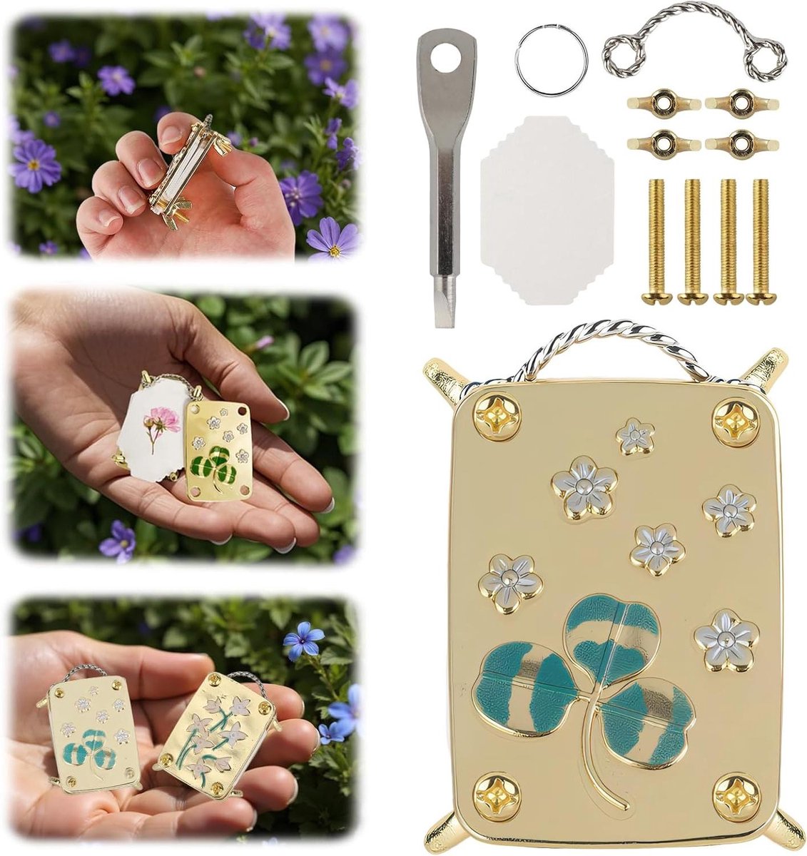 Mini Bloemenpers - Planten Pers - Bloemen Drogen - Metalen Pers - Compact Formaat - Klaver