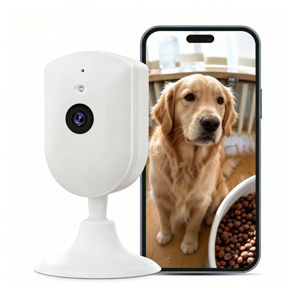 4MP bewakingscamera voor binnenshuis met nachtzicht, wifi, indoorcamera, hondencamera, tweeweg-audio, 2,4 GHz wifi, PIR-bewegingsdetectie voor baby’s en huisdieren