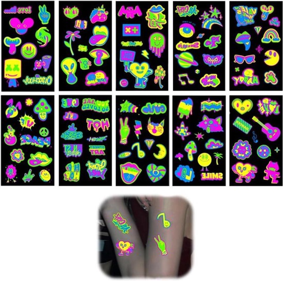 Lichtgevende neon tatoeages Allecto Plus - Waterdicht UV-blacklight