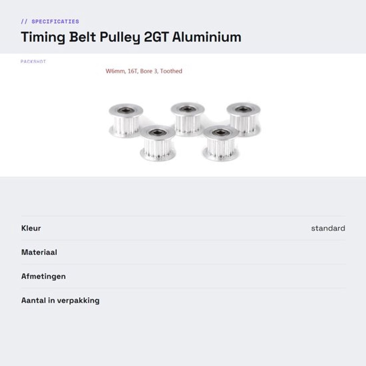 Zeynomax - Timing Belt Pulley - 2GT Aluminium - Betere printkwaliteit - 5 stuks