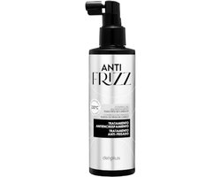 ANTI FRIZZ SPRAY 200 ML MET VERSTUIVER VOOR ALLE HAARTYPES. VAARWEL PLUIZIG HAAR! BESCHERMT TEGEN VOCHT, TEMT PLUIS EN GEEFT GLANS. HITTEBESCHERMING VOOR FÖHN, STIJLTANG EN KRULTANG. LANGDURIG RESULTAAT EN EEN ZACHTE, GLADDE LOOK!