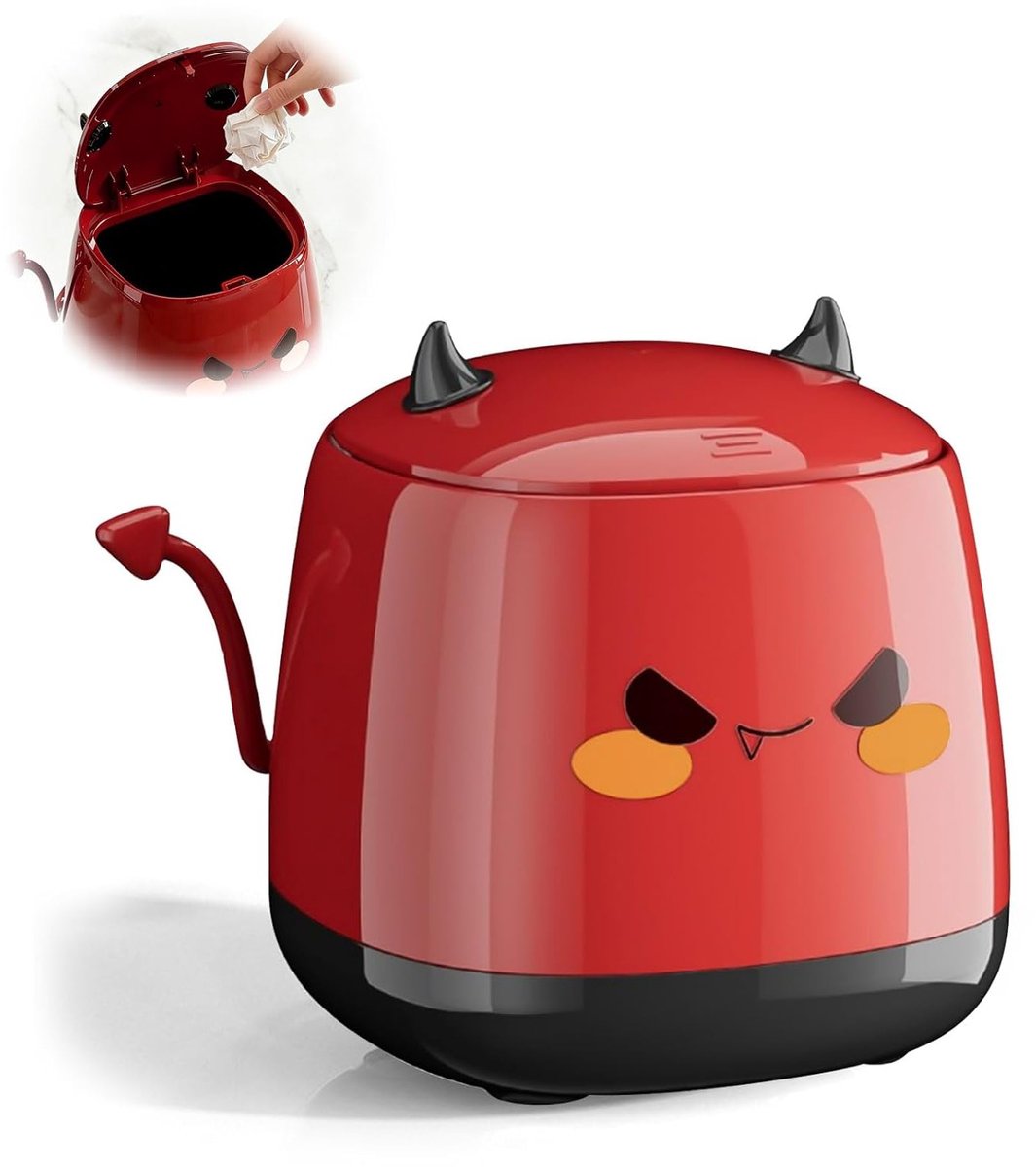 Mini Afvalbak met Deksel, Compacte Vuilnisbak voor Bureau en Woonkamer, Handige en Schattige Tafelafvalbak voor Kantoor en Slaapkamer (Rood)
