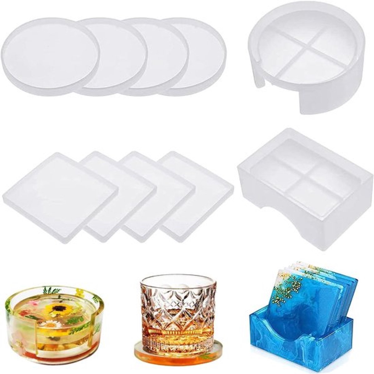 Inovra Plus - Siliconen Onderzetters Epoxy Resin Mal Set van 10 Onderzettermallen
