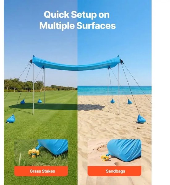 Miryx Strandtent - Zonnescherm voor Strand - Draagbare Strandluifel - Schaduwdoek - Windbestendige Canopy - UV-bescherming - Draagtas — afbeelding 4