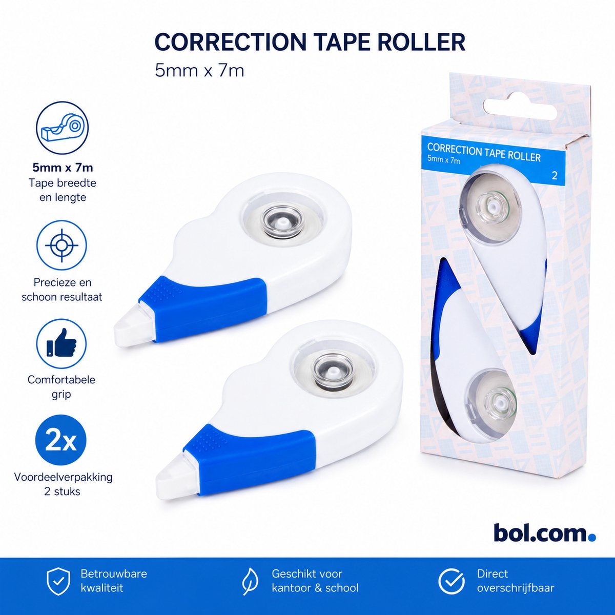 Correctieroller – 7 Meter – 5 mm Breed – Eenvoudig in Gebruik – 2 Stuks
