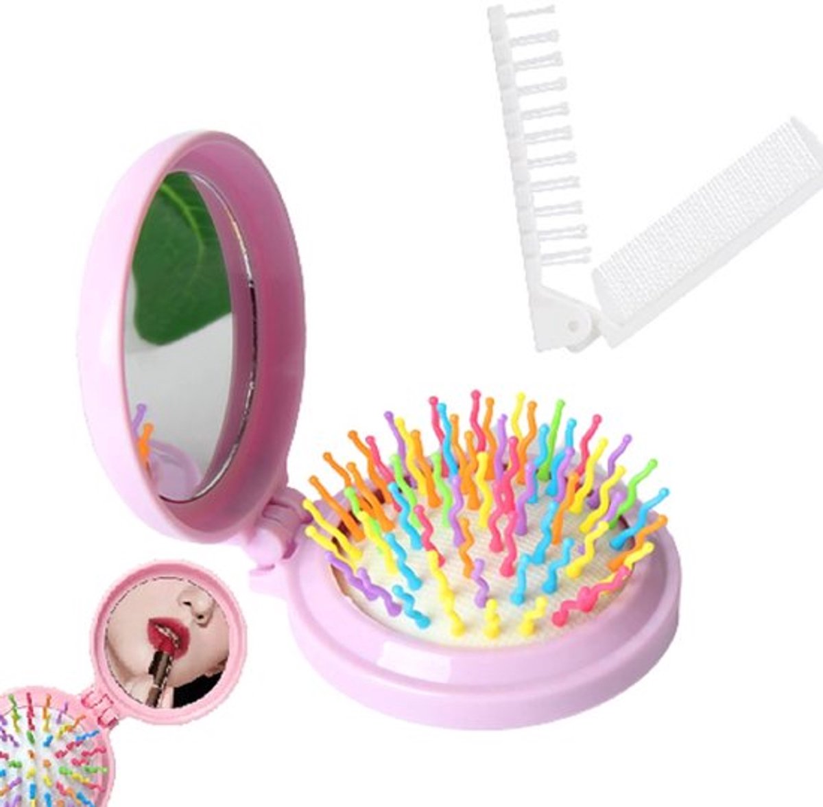 MTTProducts - Reis Spiegel en Vouwbare Haarborstel Compact