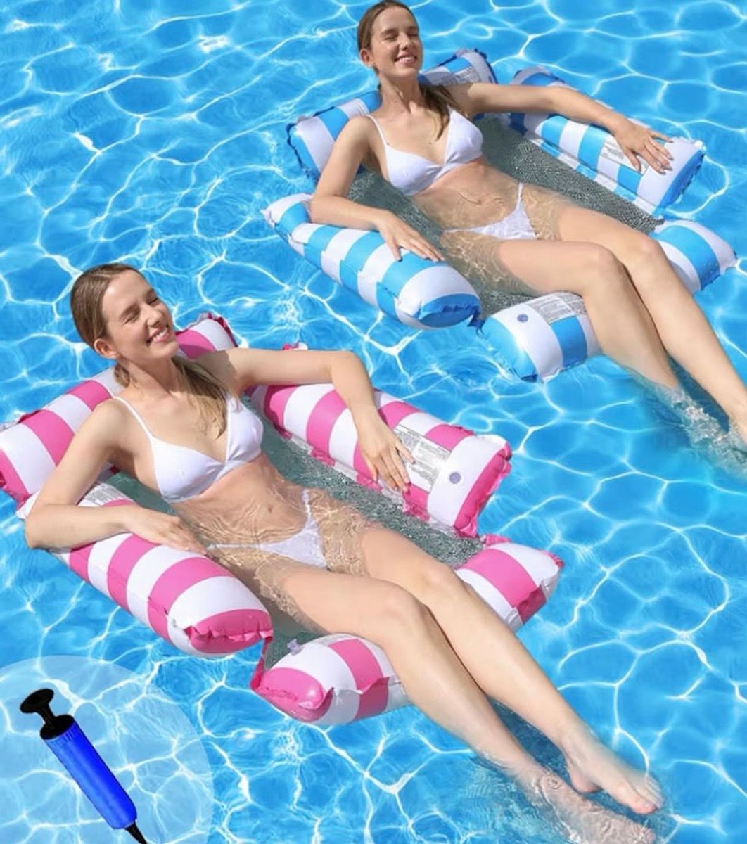 BIXc® - Pack of 3 - Accessories - Mattress - 4-in-1 - Pool Mattress - Water with Inflatable Pump for Pool Beach