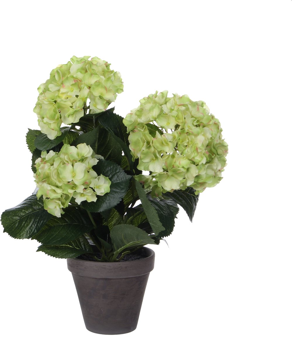 Mica Decorations Kunstplant mica hortensia in pot groen | 4 stuks