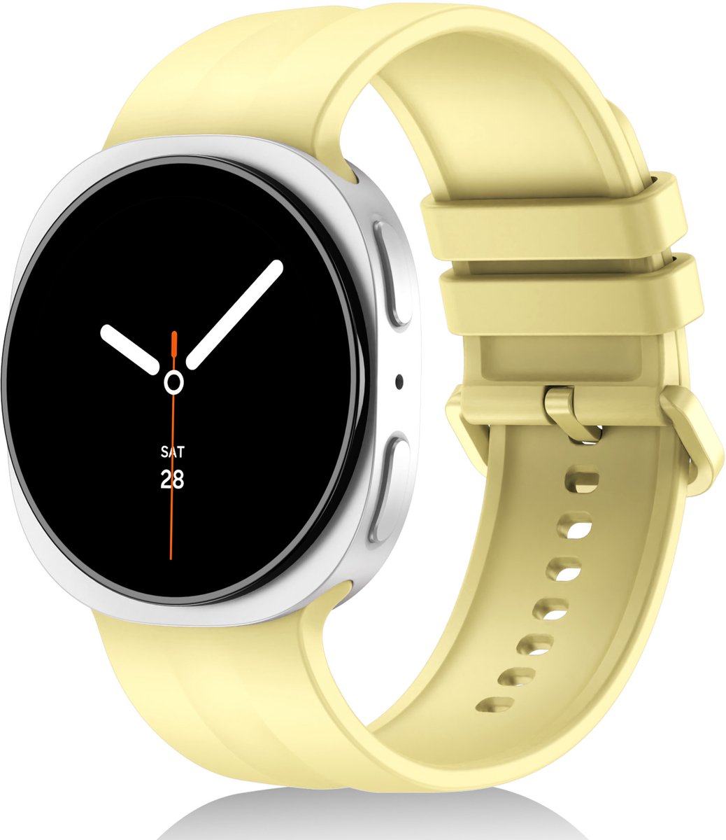 Stravo Zacht Siliconen Sport Bandje – Geschikt voor Samsung Galaxy Watch 9 (40/44mm) / Watch 8 (40/44mm) / 8 Classic (46mm) – S/M – Geel