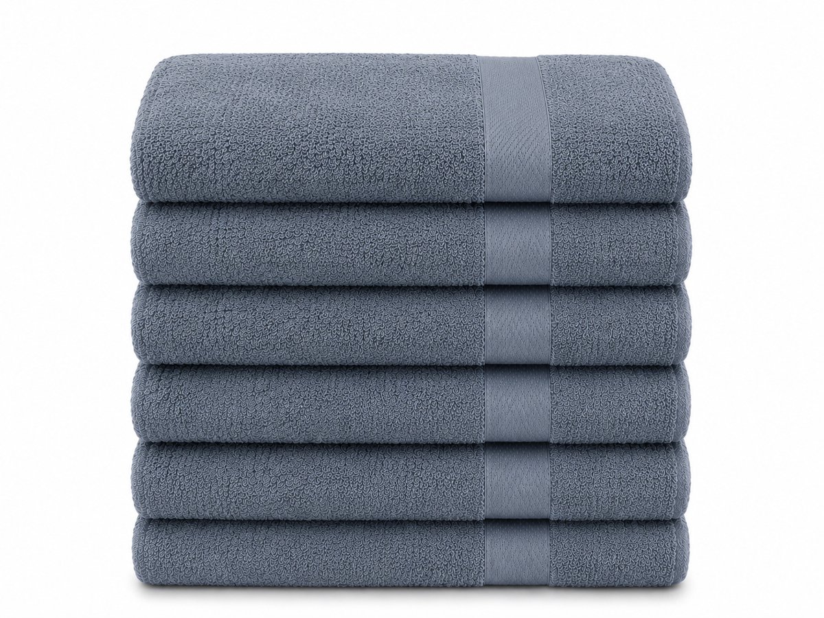 Handdoeken Set 6 Stuks grijs 50x100 cm – 80% Katoen / 20% Polyester – Zacht, Sterk en Sneldrogend – Hotelkwaliteit