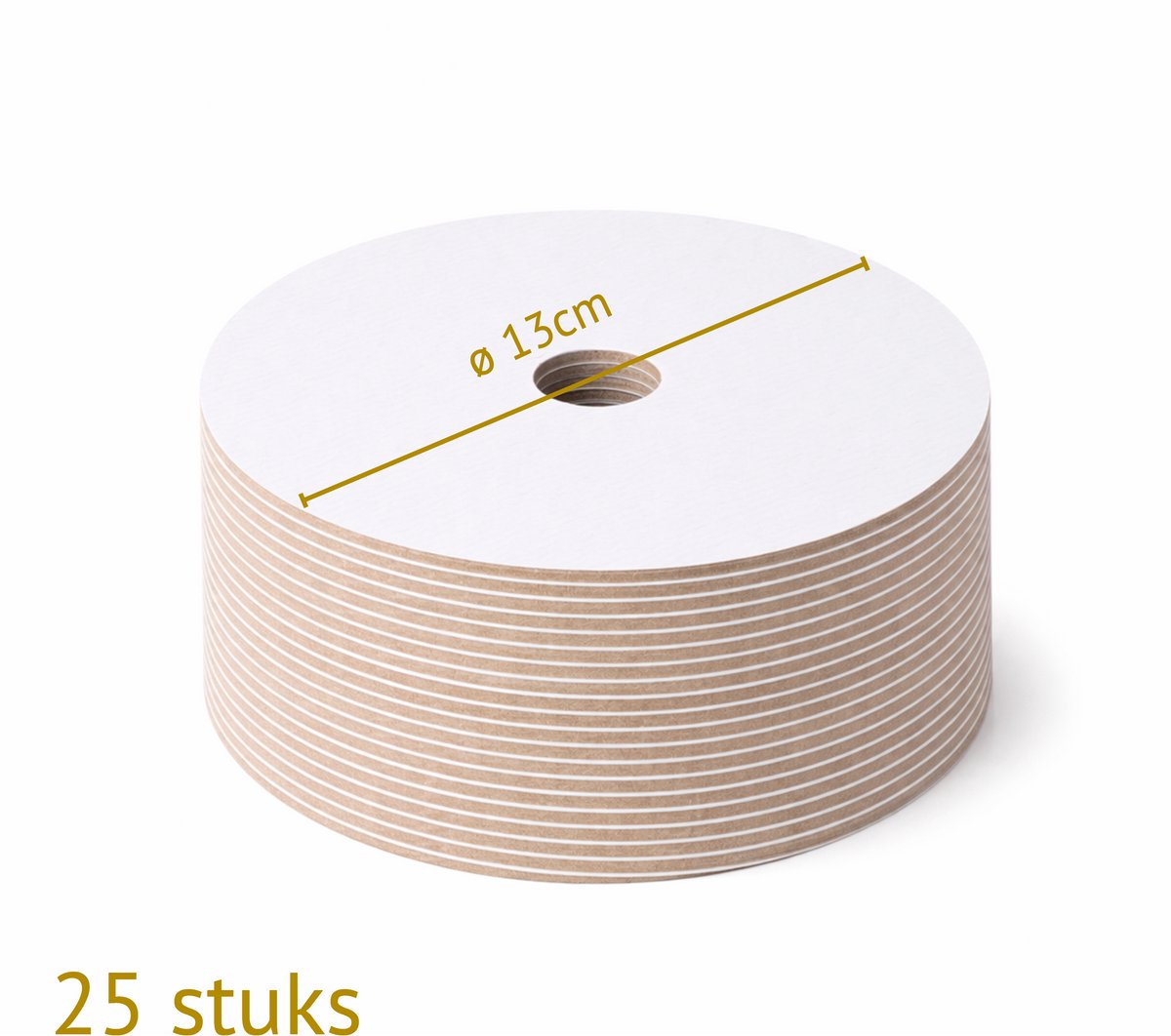 Bakdozen.nl - Taartkarton 13 cm (5 Inch) met Centraal Gat - Stapeltaart Onderplaat - Wit - 25 Stuks