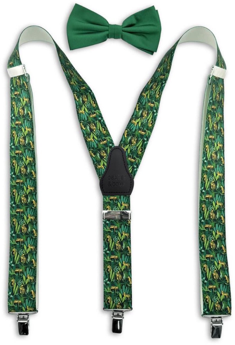 Baxter & Bow - Bretels & Vlinderdas Set Heren Wildlife - Bretels met vlinderdas - groen / geel / zwart