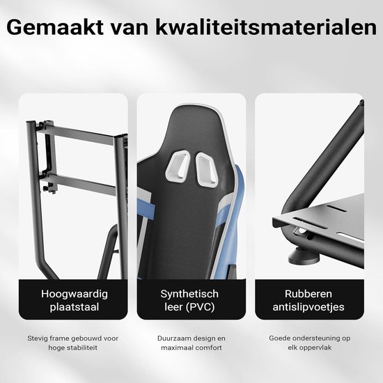 Race Cockpit - Simulatie Standaard - Gaming Simulatie - Verstelbare Zithoek - 136 cm Breed - Zwart Blauw — afbeelding 5