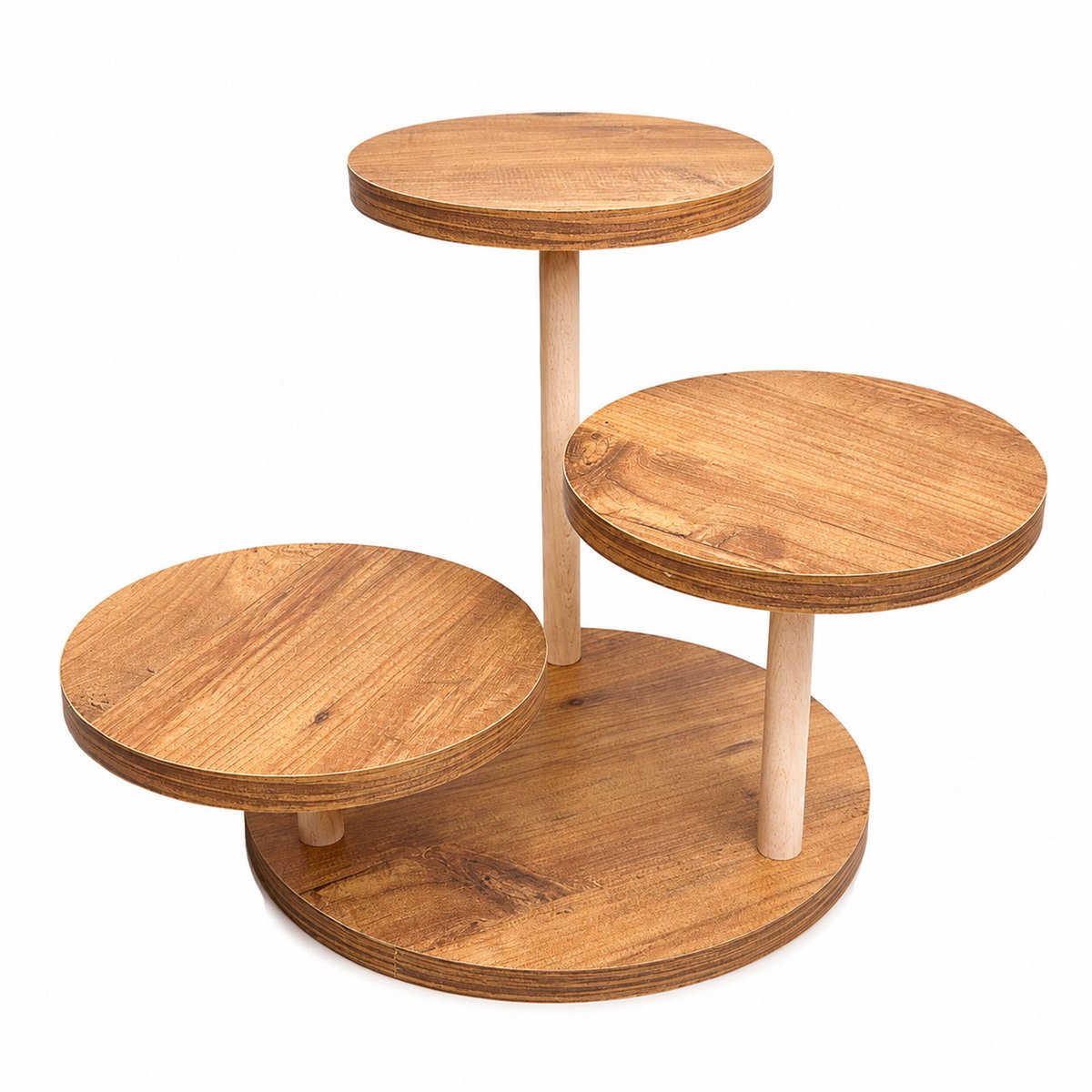 Jungengel Etagere 3-Laags Hout - Cupcakestandaard Taartenstandaard - Bruin 33 cm