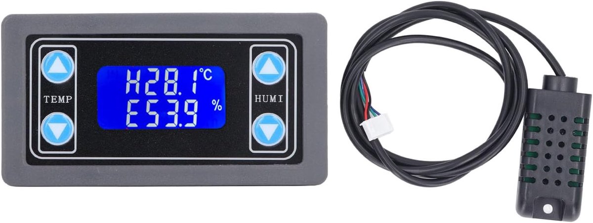 Digitale Thermostaat - Vochtigheidsregelaar Module - Klimaat Beheersing - Dubbele Relaisuitgang - 10A Capaciteit - Zwart
