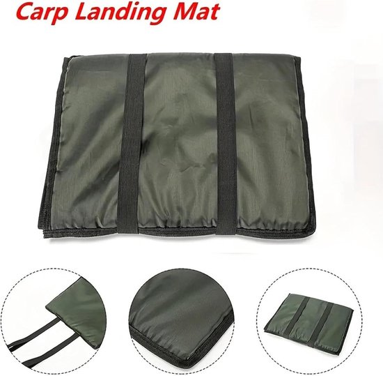 Opvouwbare onthaakmat - Vis landingsmat - Vissen beschermen - Compleet met aasnaalden - 80 x 35 cm - Groen of Zwart — afbeelding 5