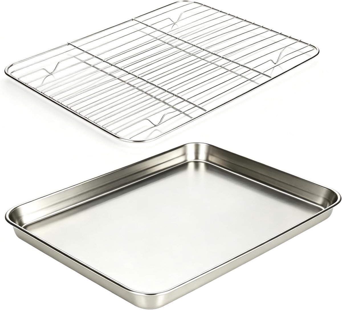 Roestvrijstalen bakplaat Ovenplaat met rooster Gelijkmatig bakken Verbeterde luchtcirculatie 315 x 245 x 25 cm Zilver