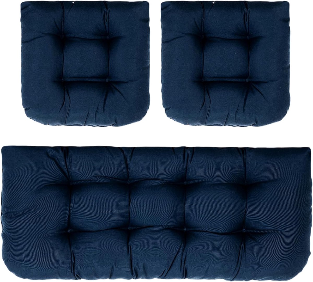 Bankkussens Set - Zitkussens Tuin - Buiten Zitten - Waterdicht Materiaal - 110x50cm - Marineblauw