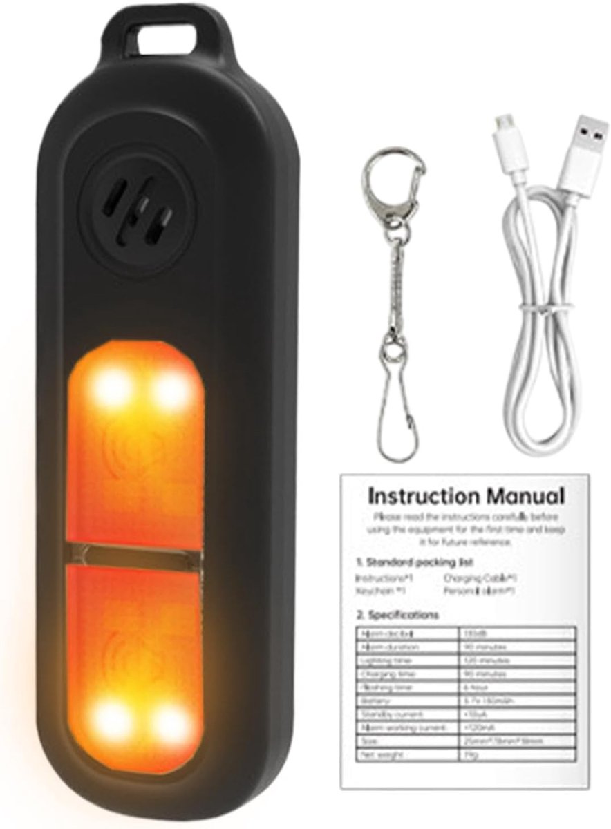 Persoonlijk Alarm - Veiligheidsapparaat - Noodsituaties - 130dB Sirene Geluid - 8.5x6x2 cm - Zwart