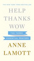 Boek 'Help, Thanks, Wow' met blauwe en gouden letters op een beige achtergrond.