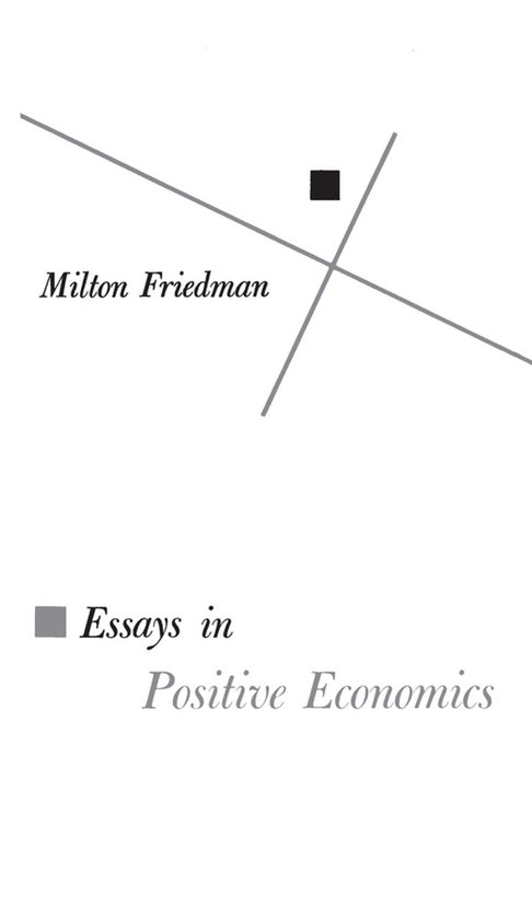 Livre "Essays in Positive Economics" de Milton Friedman, avec un design graphique abstrait.