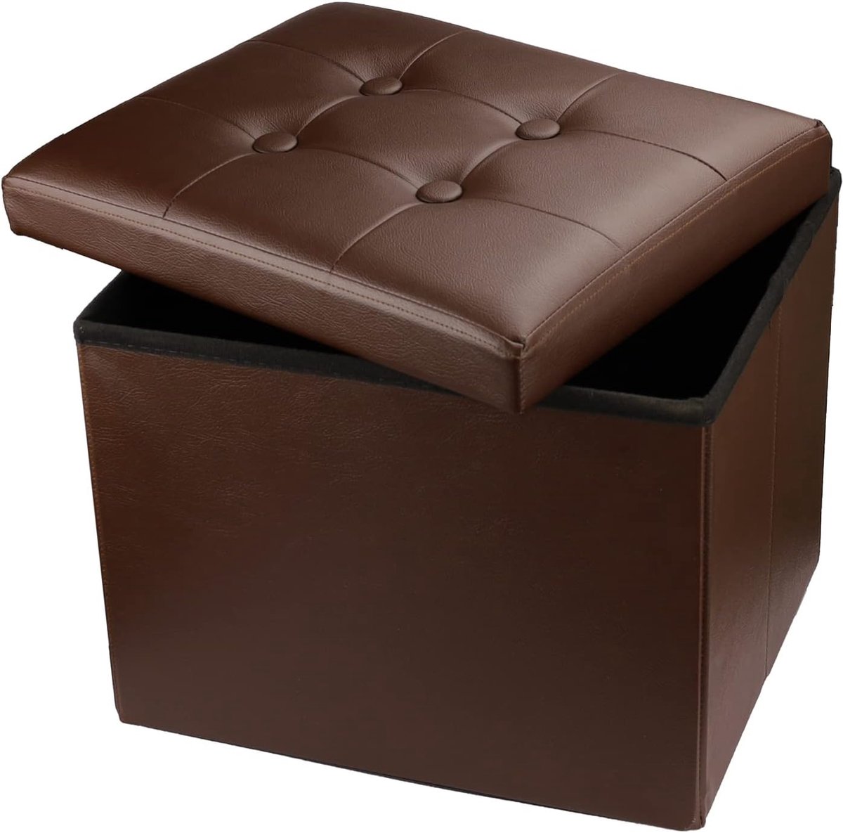 Opvouwbare Ottomaanse - Voetenbank Poef - Ruimte Besparen - Multifunctionele Opslag - 43x33x33 cm - Bruin