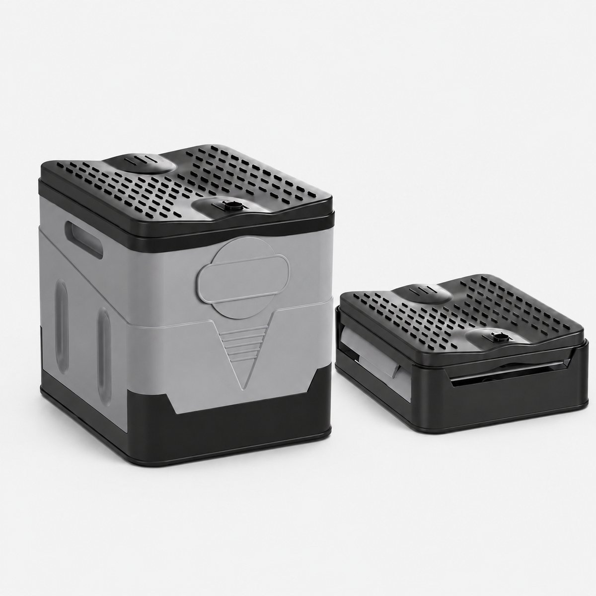 DPLUNIQ Camping Toilet - Toiletemmer - Camping Wc - Toiletemmer met Deksel - 1,6kg - Tot 300kg - 31x27x30cm - Grijs/Zwart