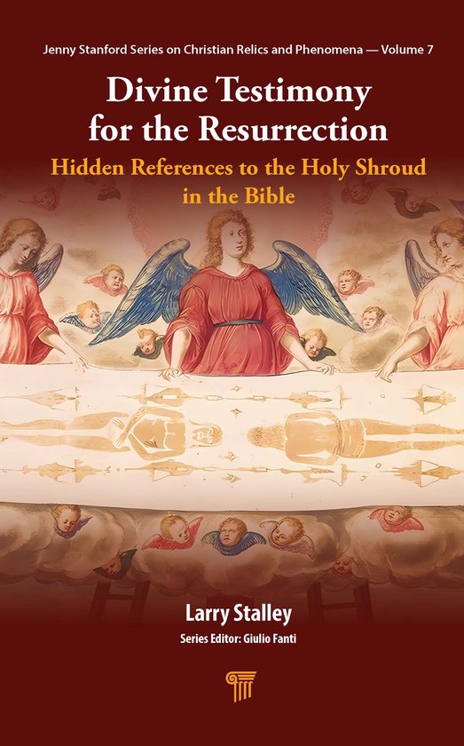 Couverture de livre : "Divine Testimony for the Resurrection". Au centre, une femme aux ailes bleues, entourée d'anges et de chérubins. En dessous, des images de corps.