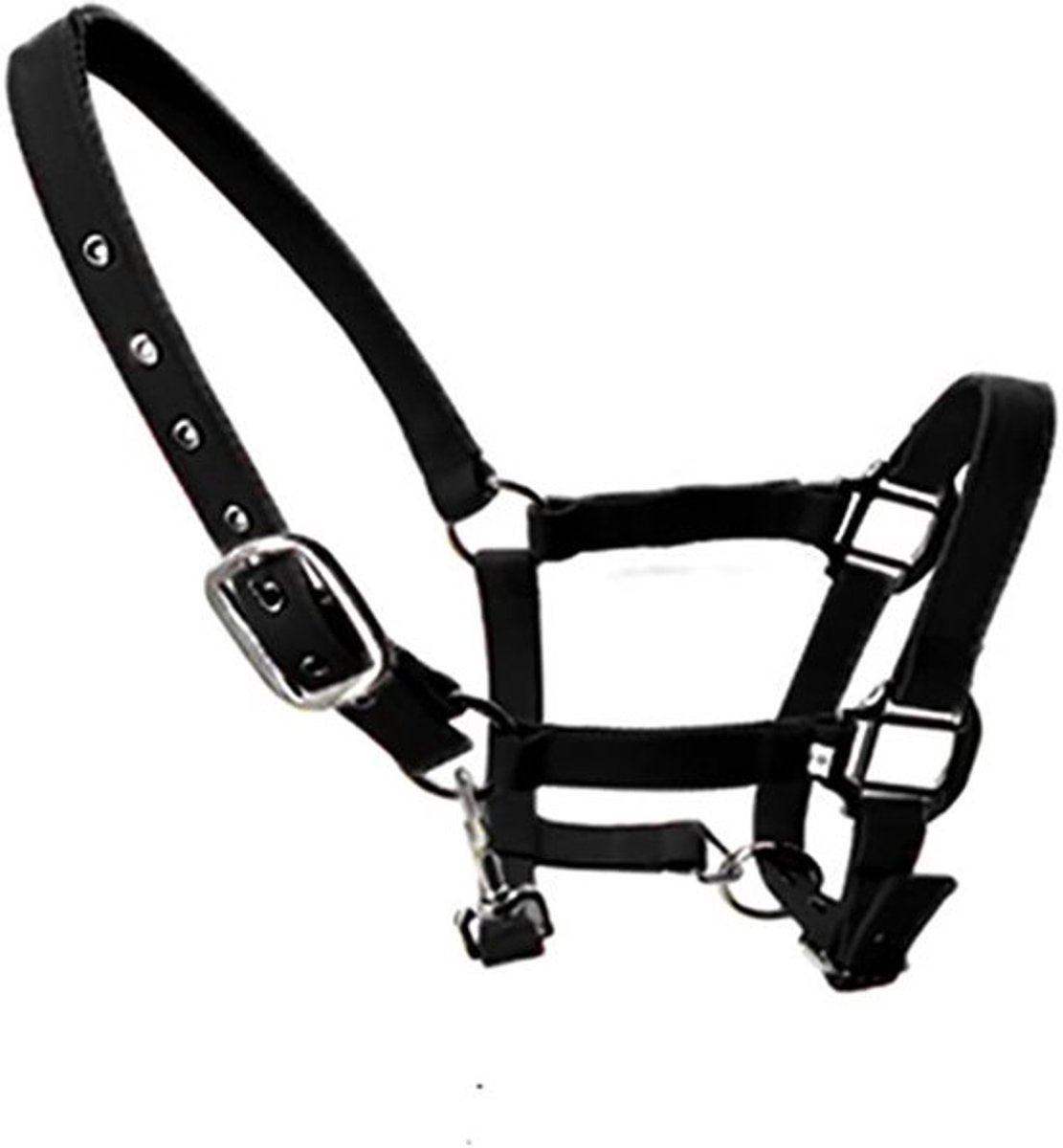 Allecto - verstelbare hoofdkraag - paardenprint - gewatteerd - zwart - nylon