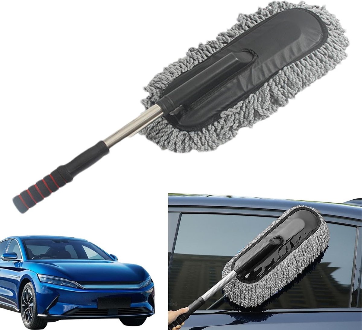 Auto Plumeau - Stofwisser Auto - Auto Reinigen - Krasbestendige Microvezel - Uittrekbaar tot 90 cm - Grijs