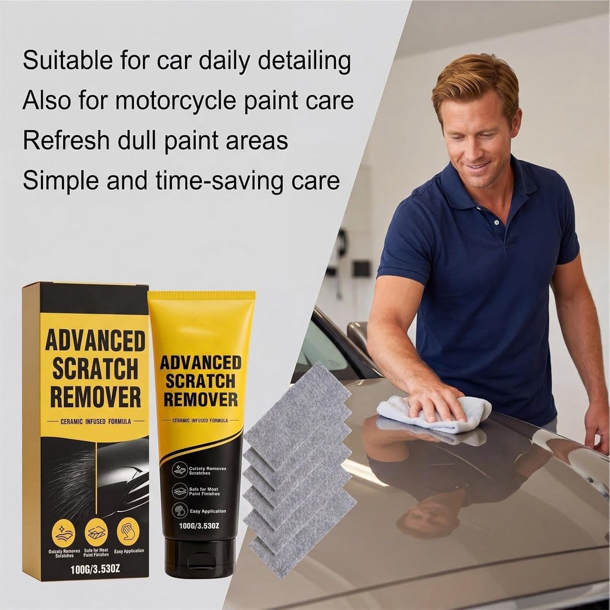 Krassenverwijderaar Auto - Lak Reparatie - Voertuig Onderhoud - Zonder Schurende Deeltjes - 100g Massa - N.v.t. – foto 6