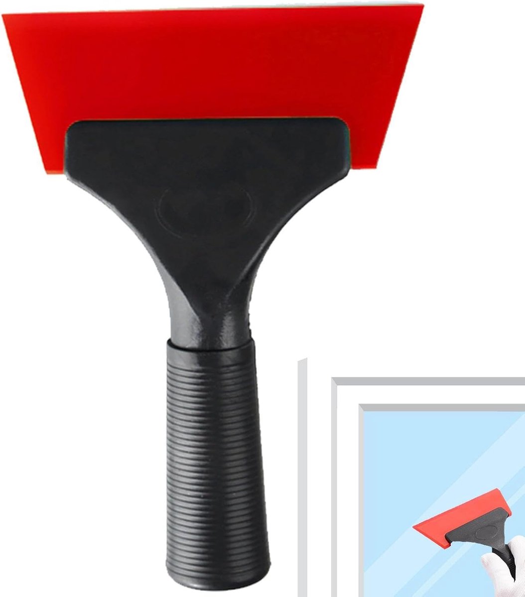 Glas Wisser - Raamreiniger Tool - Streeploos Reinigen - Ergonomische Handgreep - 18.5 cm Blad - Rood