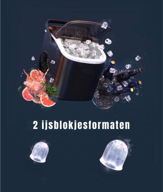 SP® Ijsblokjesmachine - 9 Ijsblokjes Klaar in 6 Minuten - Ijsklontjes Machine - Ijsblokjesmakers - Zwart - 30cm x 23cm x 29cm van S&P — afbeelding 2