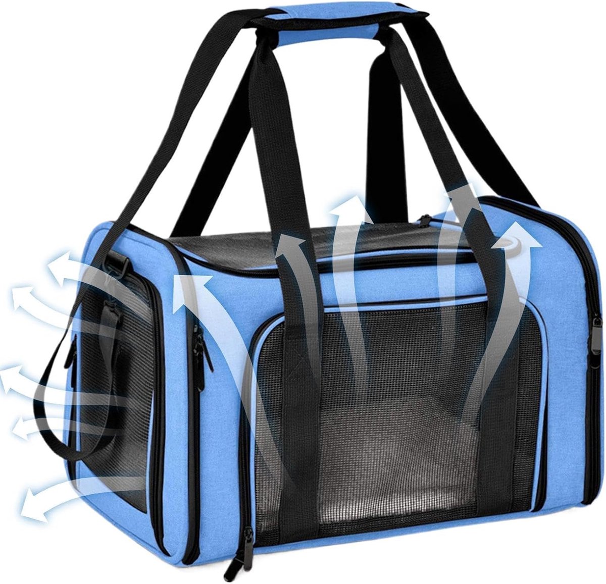 Huisdier Draagtas - Reistas Kat Hond - Veilig Vervoer - Ademend Mesh Materiaal - 40x25x25 cm - Blauw