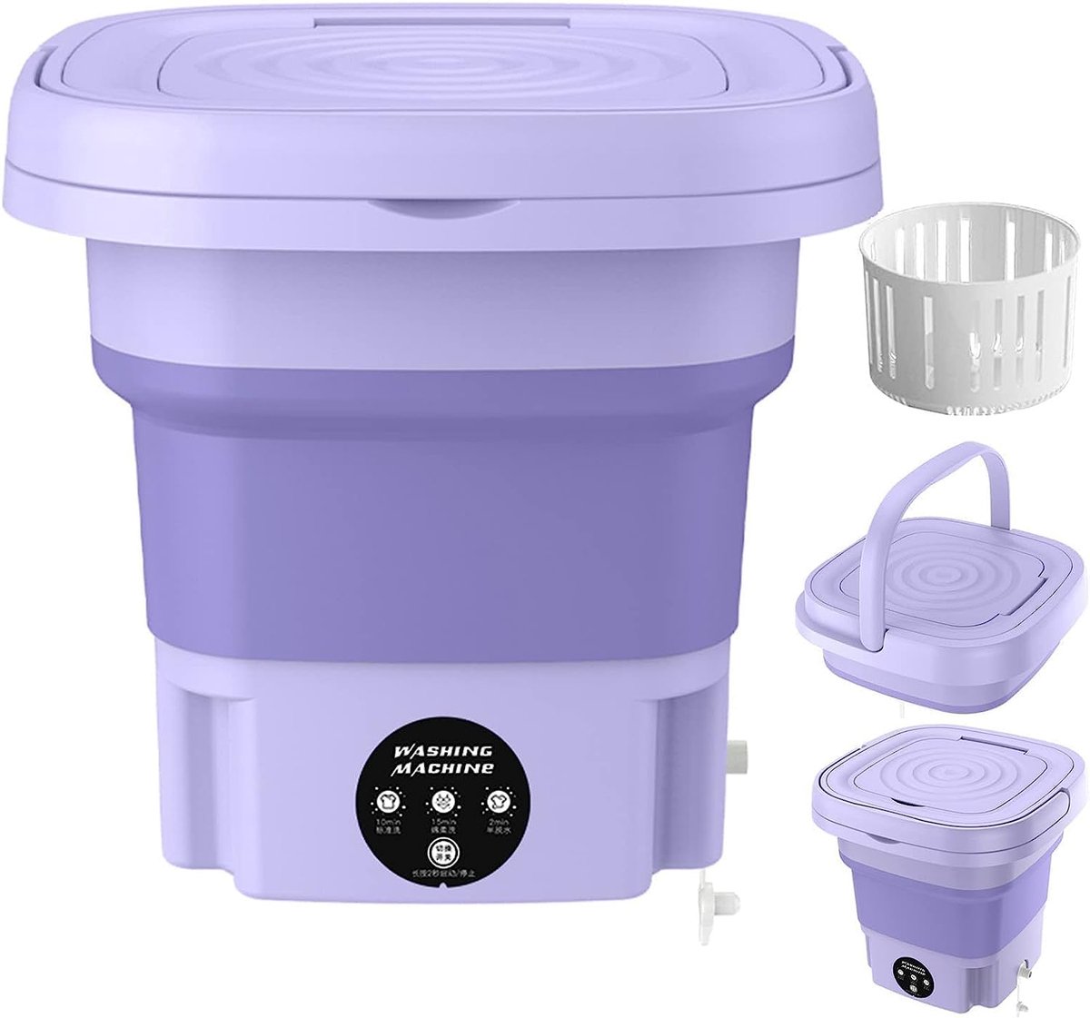Draagbare Wasmachine Mini Wasser Kleine Was Opvouwbaar Ontwerp 8L Capaciteit Wit