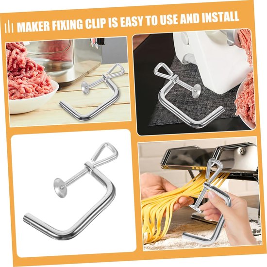 Pastamachine Onderdelen - Accessoires Set - Zelf Pasta Maken - Verstelbare Klem - 2 Stuks - Zilver van Pastamachine — afbeelding 3