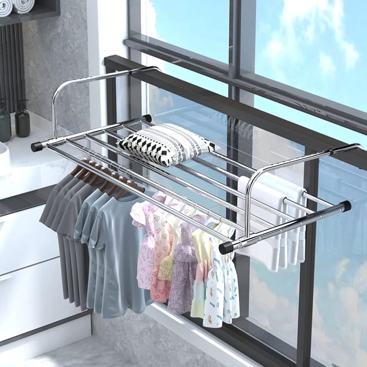 Radiator Kledingdroger - Vouwbaar Droogrek - Kleding Drogen - Verstelbare Staven - 68-120c