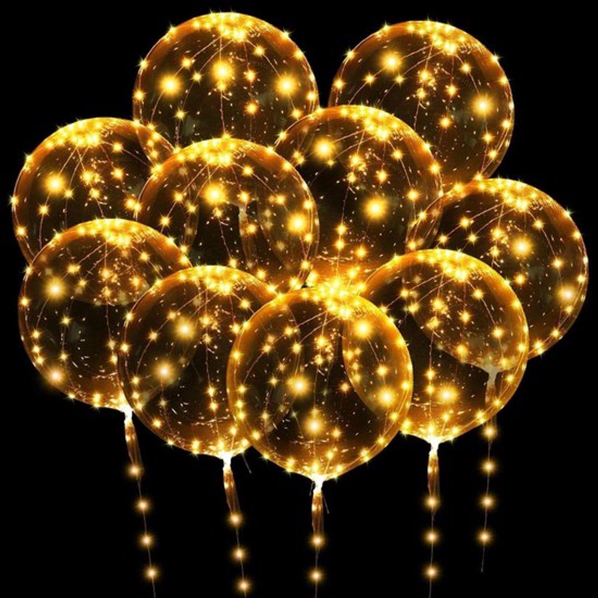 Led-verlichte bobo ballonnen Allecto Plus voor 10 stuks
