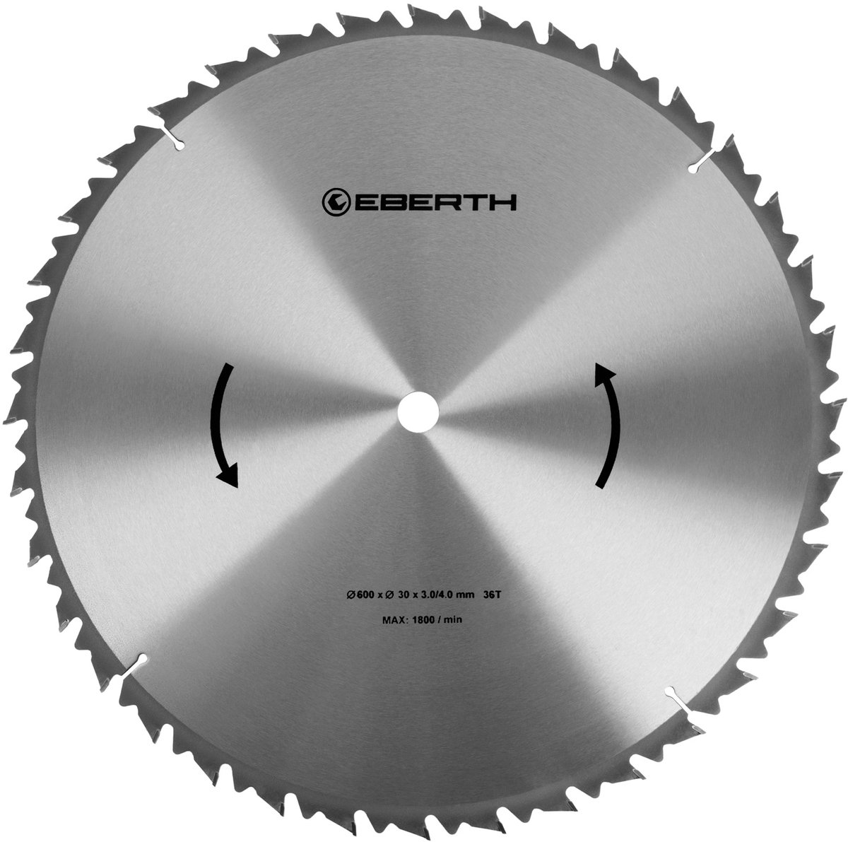 EBERTH cirkelzaagblad, zaagblad van staal met hardmetalen tanden voor het zagen van hout (diameter 600 mm, boorgat 30 mm, bladdikte 3,0 mm, zaagbreedte 4,0 mm, 36 tanden, max. 1800 tpm)