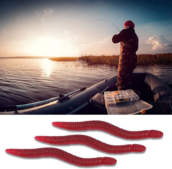 Zacht Aas - Kunstwormen Regenwormen - Vissen Vangen - Levensechte Zwembeweging - 200 stuks - Rood — afbeelding 2