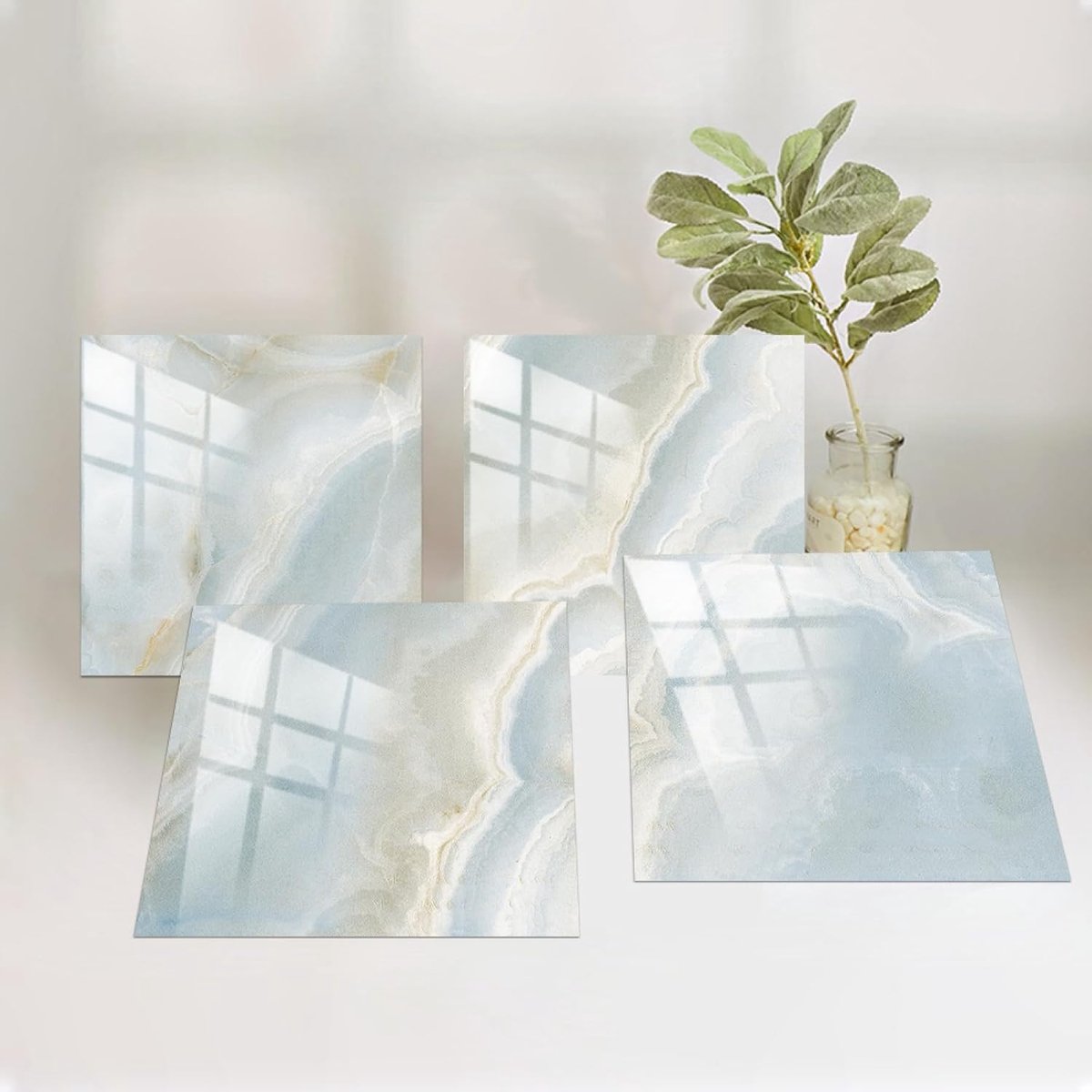 Mozaïektegels - Zelfklevende tegels - Keuken en badkamer - Waterdicht en krasbestendig - 10 stuks 30x30cm - Lichtblauw