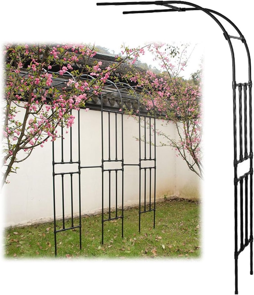 Halve Rozenboog - Tuinboog Metaal - Planten Steunen - Weerbestendig Staal - H240cm - Zwart