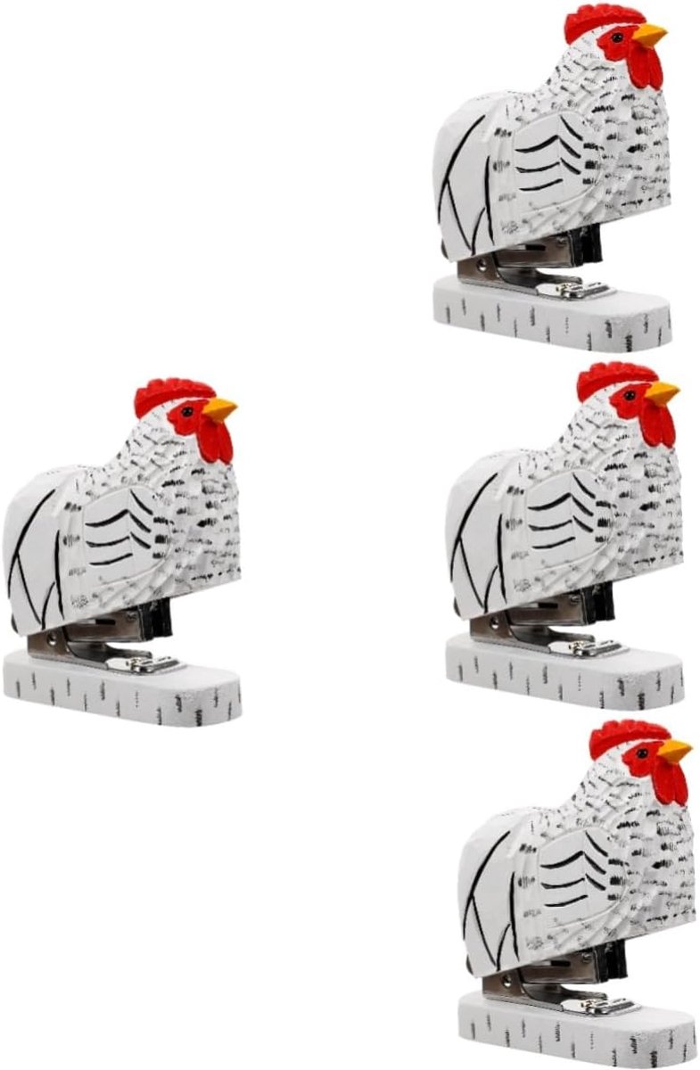 Houten Dieren Nietmachine - Bureau Accessoire - Papier Organiseren - Uniek Dierontwerp - 10 cm Lengte - Multicolor
